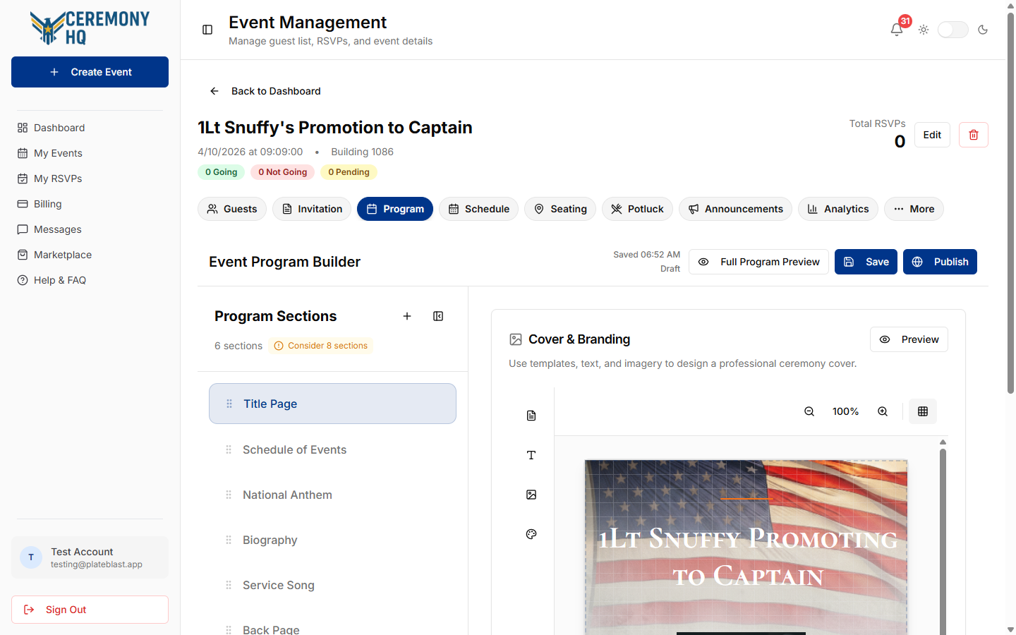 Event Program Planner step 2